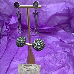 Vintage D’Orlan Bronze Style Clip-On Earrings 2 pair.